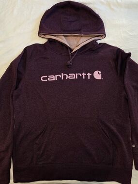 Carhartt Hoodie in Deep Plum with Pink Logo